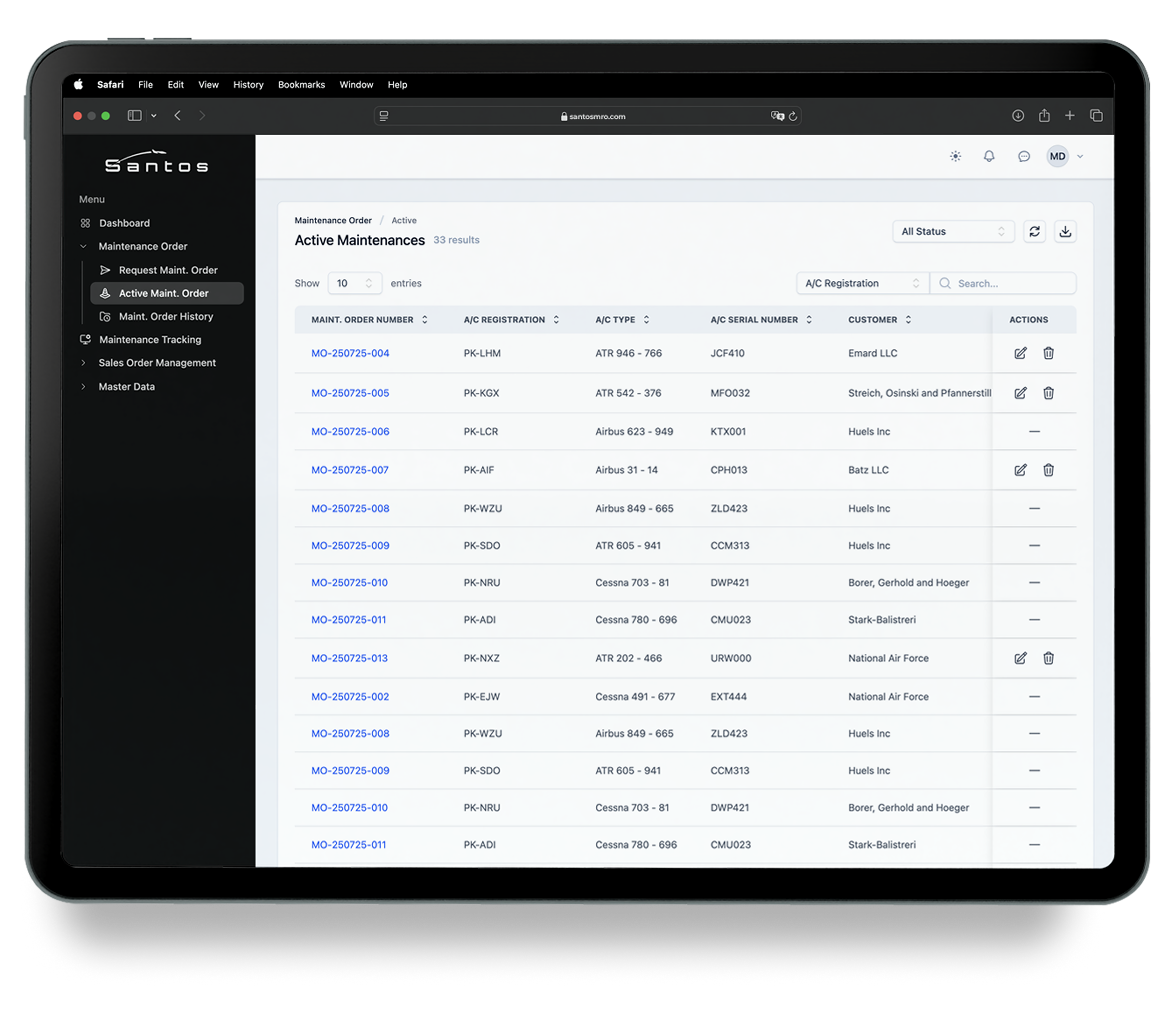SantOS Dashboard Mockup